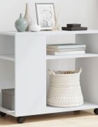 vidaXL Помощна маса с колелца бяла 70x35x60 см инженерно дърво