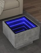 vidaXL Помощна маса с LED бетонно сива 40x40x30 см инженерно дърво