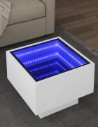 vidaXL Помощна маса с LED бяла 40x40x30 см инженерно дърво