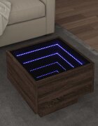 vidaXL Помощна маса с LED кафяв дъб 40x40x30 см инженерно дърво
