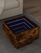 vidaXL Помощна маса с LED опушен дъб 40x40x30 см инженерно дърво