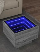 vidaXL Помощна маса с LED сив сонома 40x40x30 см инженерно дърво