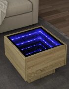 vidaXL Помощна маса с LED сонома дъб 40x40x30 см инженерно дърво