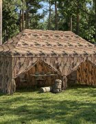vidaXL Поп-ъп Тент с 4 Стени 3 x 6 m Лесен камуфлаж
