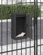 vidaXL Пощенска кутия със съхранение Черно 30 x 20 x 55 см Стомана
