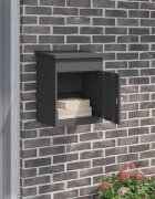 vidaXL Пощенска кутия за пратки Черно 475 x 38 x 59 см Стомана