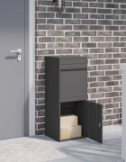 vidaXL Пощенска кутия за пратки с врата Черно 41 x 38 x 103 см Стомана