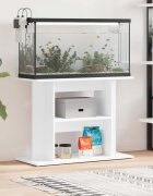 vidaXL Поставка за аквариум бяла 80x35x60 см инженерно дърво