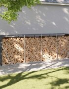 vidaXL Поставка за дърва антрацит 300x45x100 см поцинкована стомана