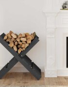 vidaXL Поставка за дърва сива 47x395x48 см борово дърво масив