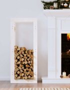 vidaXL Поставка за дърва за огрев бяла 41x25x100 см масивно дърво бор