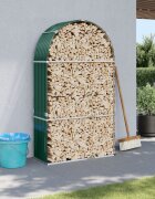 vidaXL Поставка за дърва зелена 120x45x210 см поцинкована стомана