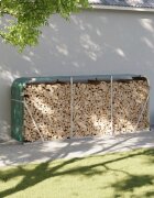 vidaXL Поставка за дърва зелена 234x45x100 см поцинкована стомана