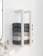 vidaXL Поставка за хавлии Бяло 23x18x60 см борово дърво масив