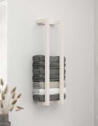 vidaXL Поставка за хавлии Бяло 23x18x90 см борово дърво масив