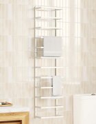 vidaXL Поставка за кърпи бяла 24x12x96 см стомана