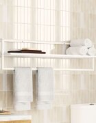vidaXL Поставка за кърпи бяла 95x25x22 см желязо