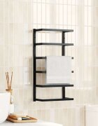 vidaXL Поставка за кърпи черна 24x12x48 см стомана