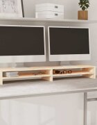 vidaXL Поставка за монитор 100x24x13 см бор масив