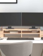 vidaXL Поставка за монитор 100x275x15 см бор масив