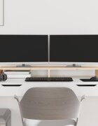 vidaXL Поставка за монитор 100x27x10 см бор масив