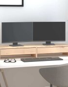 vidaXL Поставка за монитор 100x27x15 см бор масив