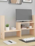vidaXL Поставка за монитор (39-72)x17x43 см бор масив