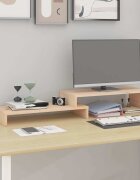 vidaXL Поставка за монитор (52-101)x22x14 см бор масив