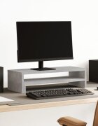 vidaXL Поставка за монитор бетонно сива 54x22x15 см инженерно дърво