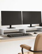 vidaXL Поставка за монитор бяла 100x27x10 см инженерно дърво
