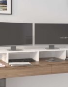vidaXL Поставка за монитор бяла 100x27x15 см бор масив