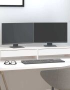 vidaXL Поставка за монитор бяла 100x27x15 см бор масив