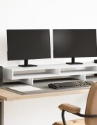 vidaXL Поставка за монитор бяла 100x27x15 см инженерно дърво