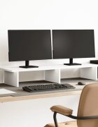 vidaXL Поставка за монитор бяла 100x27x15 см инженерно дърво