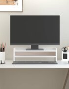 vidaXL Поставка за монитор бяла 50x24x16 см бор масив