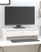 vidaXL Поставка за монитор бяла 50x27x15 см бор масив