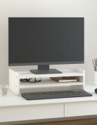vidaXL Поставка за монитор бяла 50x27x15 см бор масив