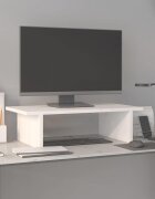 vidaXL Поставка за монитор бяла 50x27x15 см бор масив