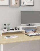 vidaXL Поставка за монитор бяла (52-101)x22x14 см бор масив