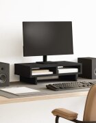 vidaXL Поставка за монитор черна 50x27x15 см инженерно дърво