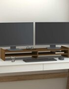 vidaXL Поставка за монитор меденокафява 100x27x15 см бор масив