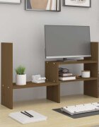 vidaXL Поставка за монитор меденокафява (39-72)x17x43 см бор масив