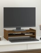 vidaXL Поставка за монитор меденокафява 50x27x15 см бор масив