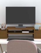 vidaXL Поставка за монитор меденокафява 70x275x15 см бор масив