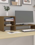vidaXL Поставка за монитор меденокафява 81x20x30 см бор масив