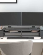 vidaXL Поставка за монитор сива 100x275x15 см бор масив