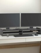 vidaXL Поставка за монитор сива 100x27x15 см бор масив