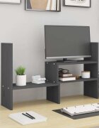 vidaXL Поставка за монитор сива (39-72)x17x43 см бор масив