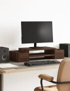 vidaXL Поставка за монитор за съхранение кафяв дъб 70x27x15 см