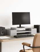 vidaXL Поставка за монитор за съхранение сив сонома 70x27x15 см